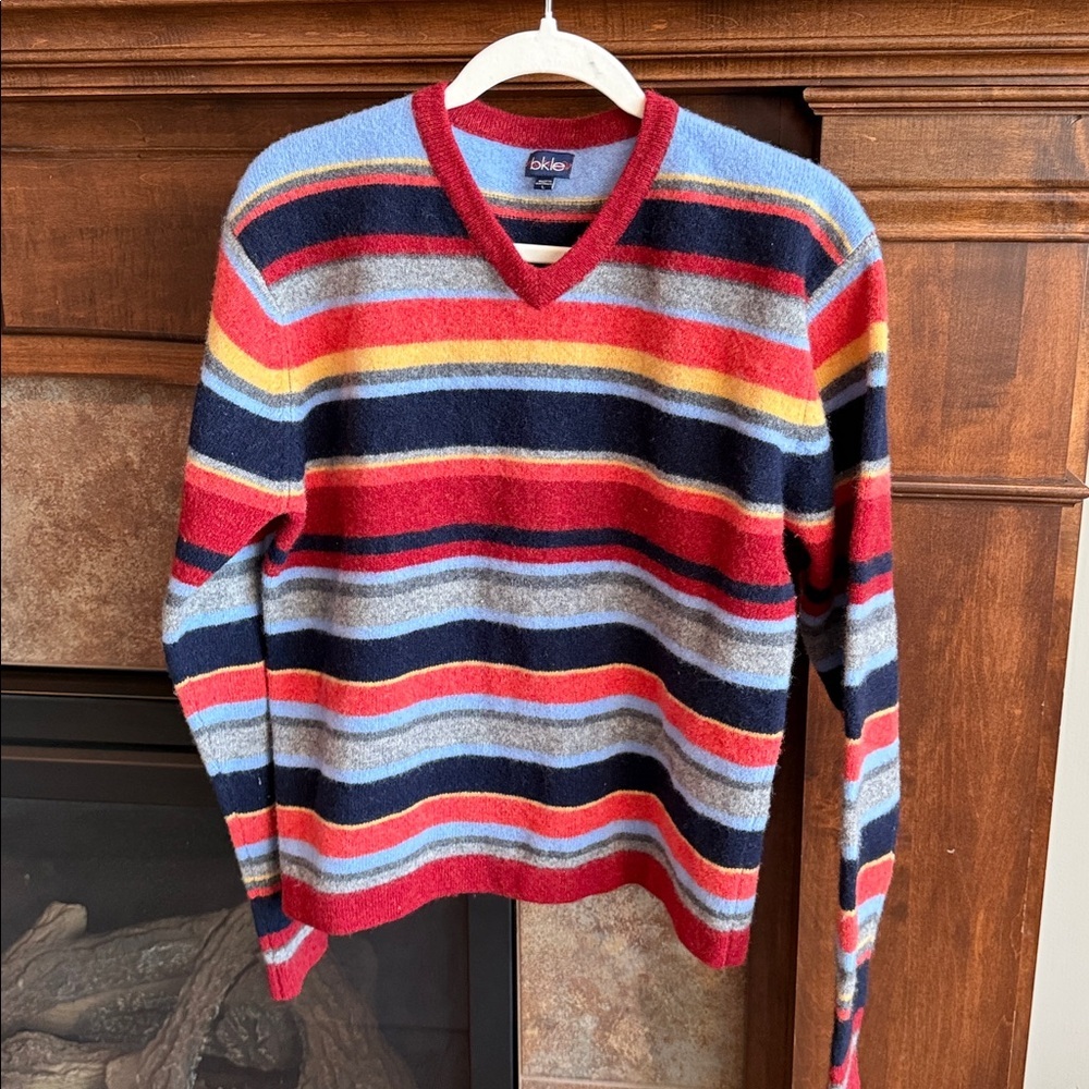 Colorful bright striped Australian made wool sweater Buckle size L y2K vibes
